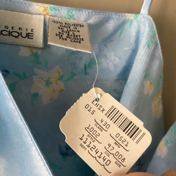 Vintage Cacique Lingerie Blue & Yellow Floral Slip Nightgown L NWT - Picture 7 of 7